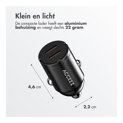 Autolader Snellader met 2 poorten - 2x USB-C 65 watt